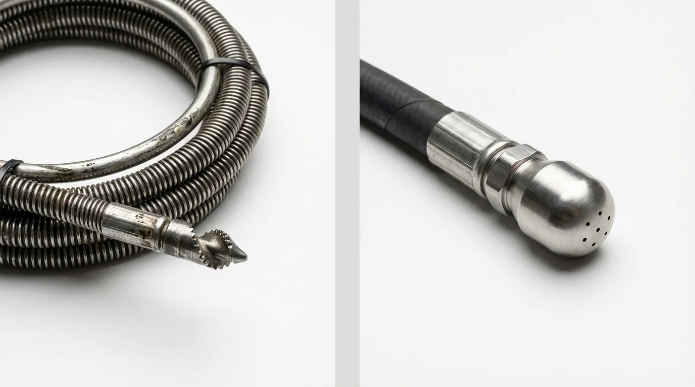 Drain snake cable and hydro jetting nozzle used for drain cleaning in Silt, CO