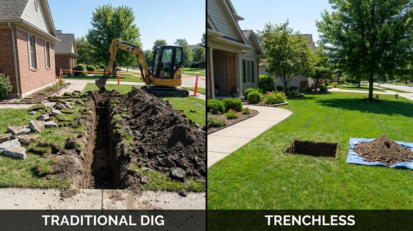 Trenchless sewer repair with minimal yard damage versus traditional excavation in Silt, CO